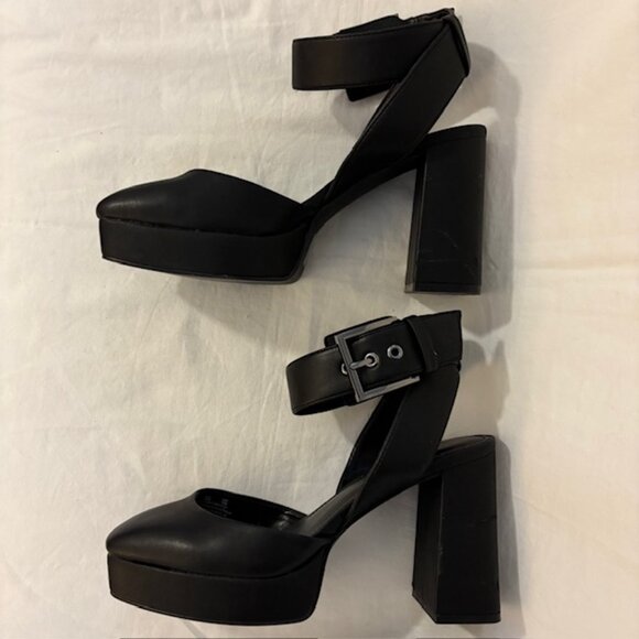 DKNY Briella Black Platform Block Heel Ankle Strap Pump Size 7.5M - Picture 10 of 12